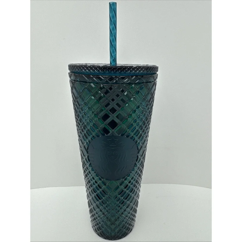 Starbucks 24 oz Tumbler holiday emerald green jeweled 2021 Venti cold cup New